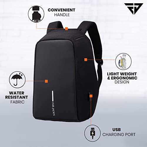 Mochila Fur Jaden 15L Antirrobo Impermeable con USB y Bolsillo para Laptop 15,6'' - Negra