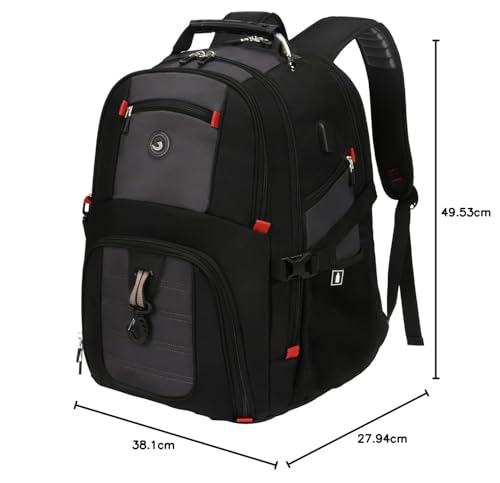 Mochila SHRRADOO 50L para Portátil 17'' con Puerto USB - Negra