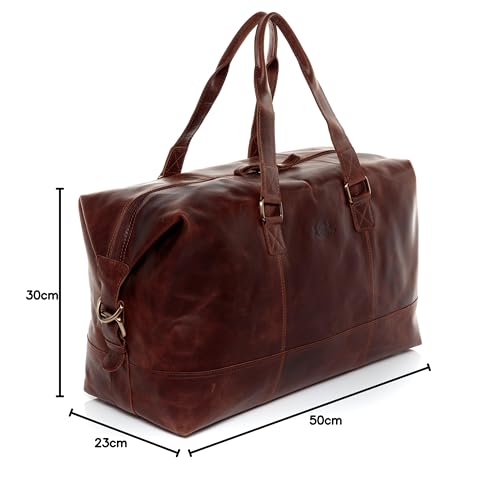 Bolso de Viaje Grande SID & VAIN Weekender de Cuero Hecho a Mano - Marrón