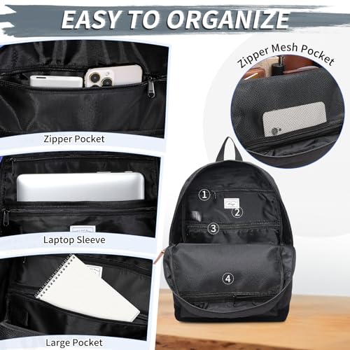 Mochila Kasqo Escolar Ligera para Laptop 15,6 Unisex - Negra