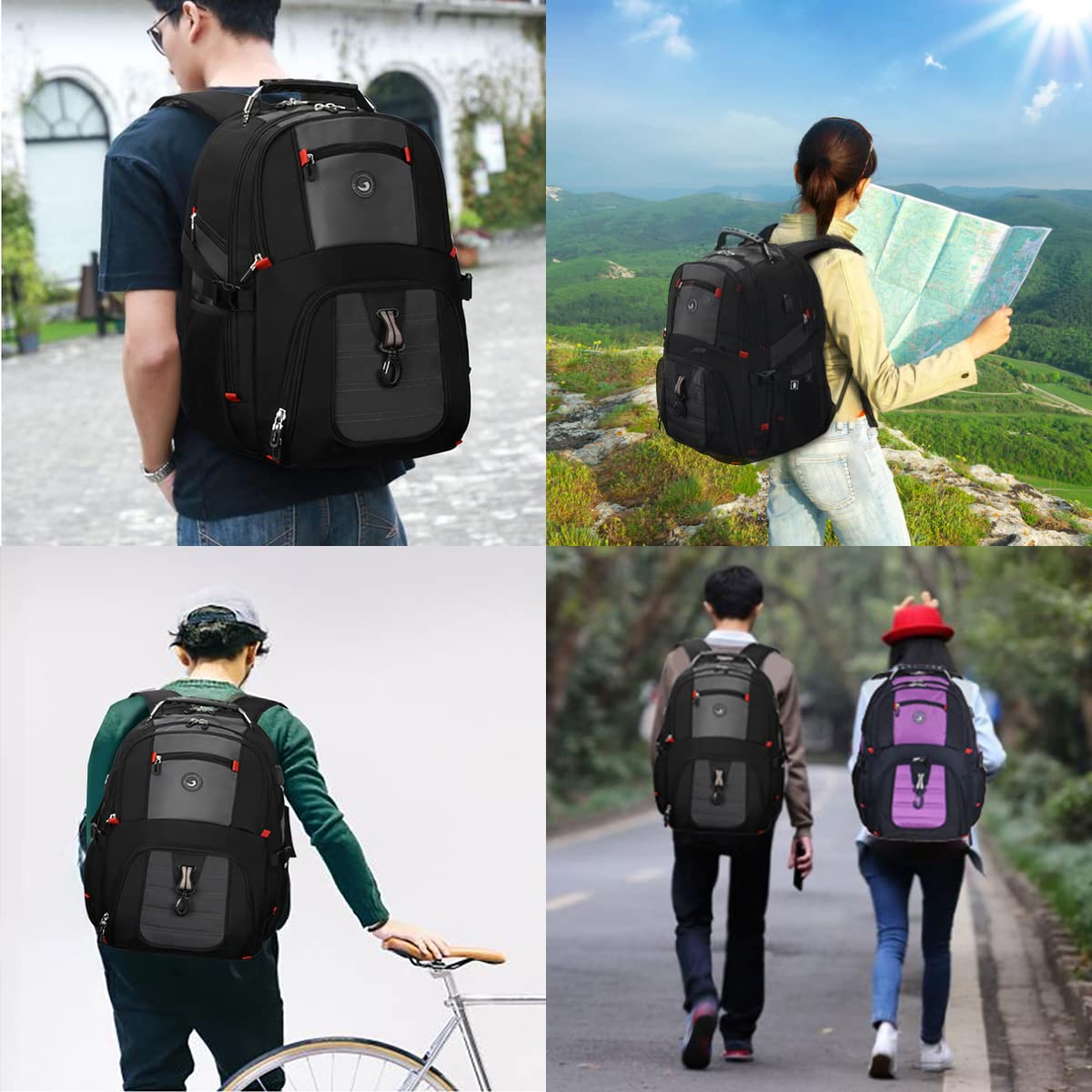 Mochila SHRRADOO 50L para Portátil 17'' con Puerto USB - Negra