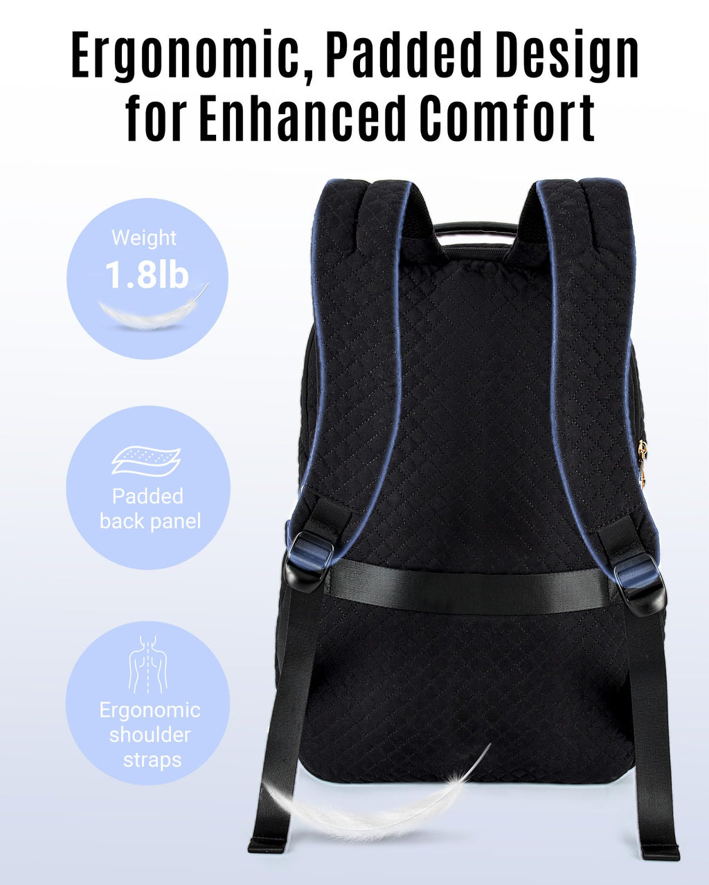 Mochila Light FLIGHT para Mujer 15,6'' para Portátil - Trenzado Negro
