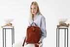 Mochila de Cuero Convertible Time Resistance para Mujer - Naranja