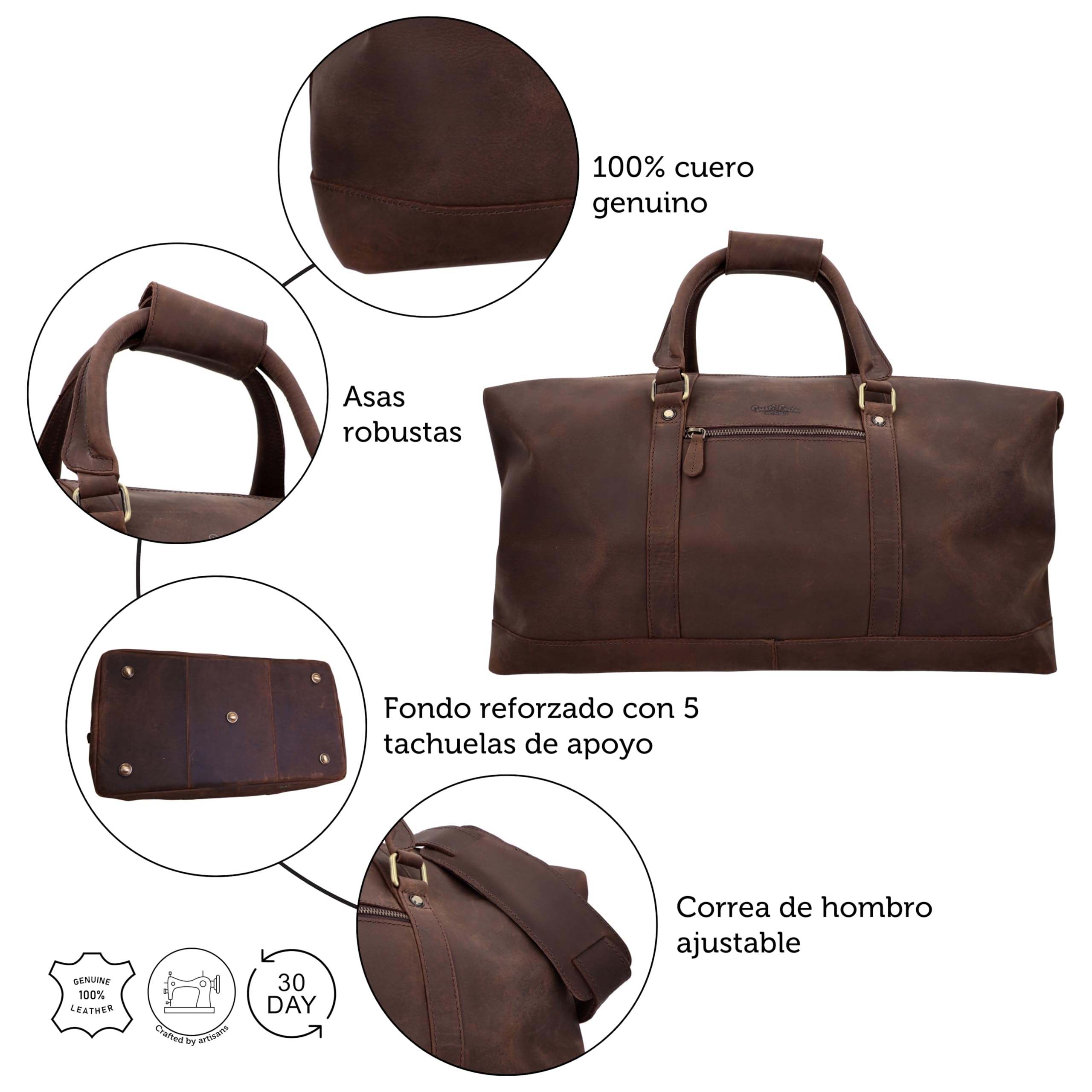 Bolso de Viaje Gusti - Ruben 36 litros Equipaje de Mano Bolsa de Viaje Maleta marrón Oscuro