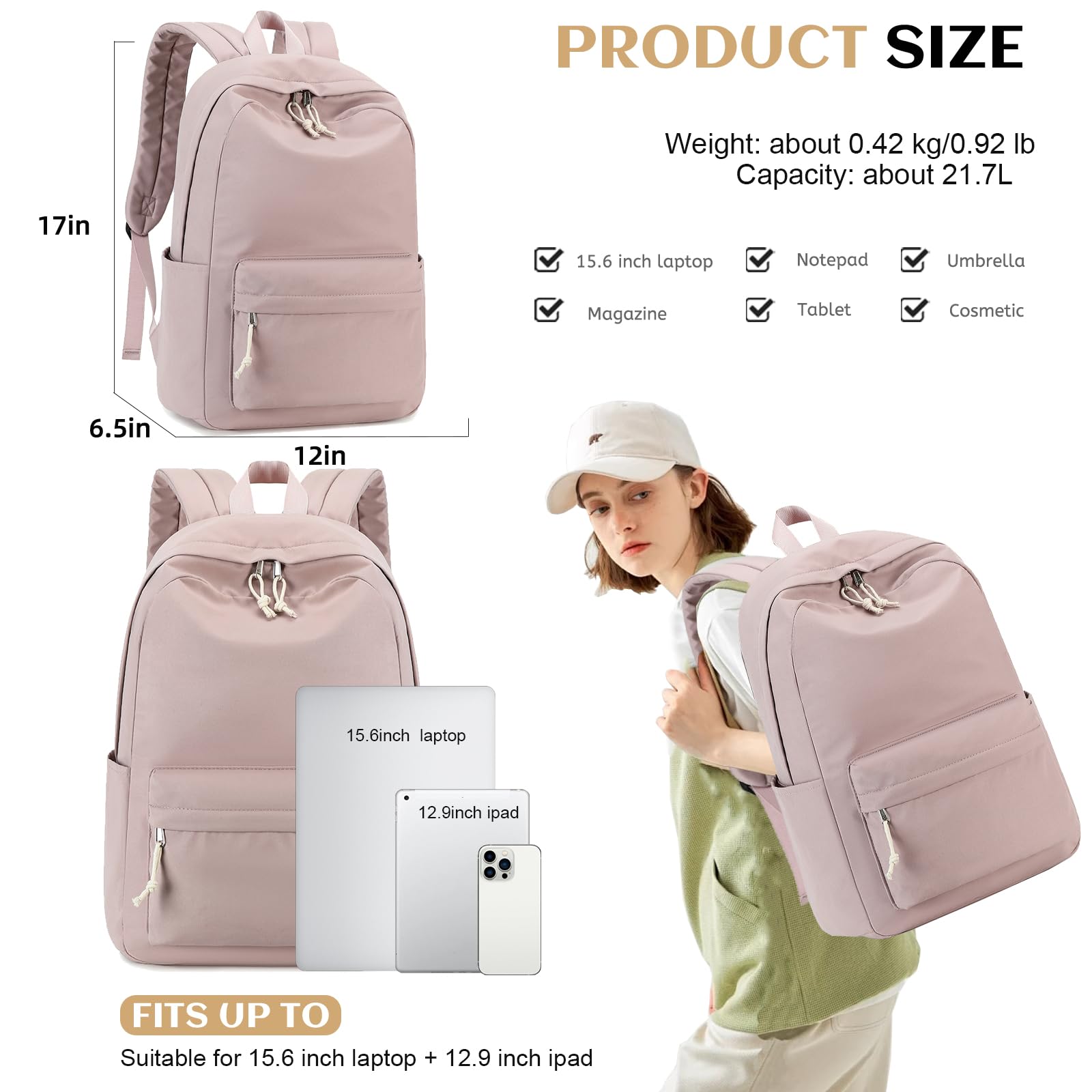 Mochila Escolar para Mujer y Adolescente con Compartimento para Laptop - Multiusos