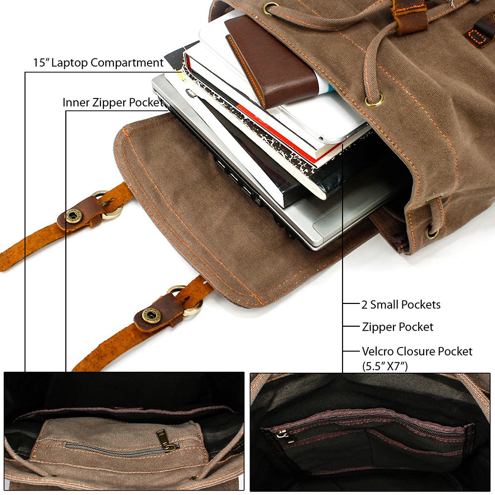GEARONIC Laptop-Computer-Backpacks Mochilas, Marrn, L Unisex-Adulto