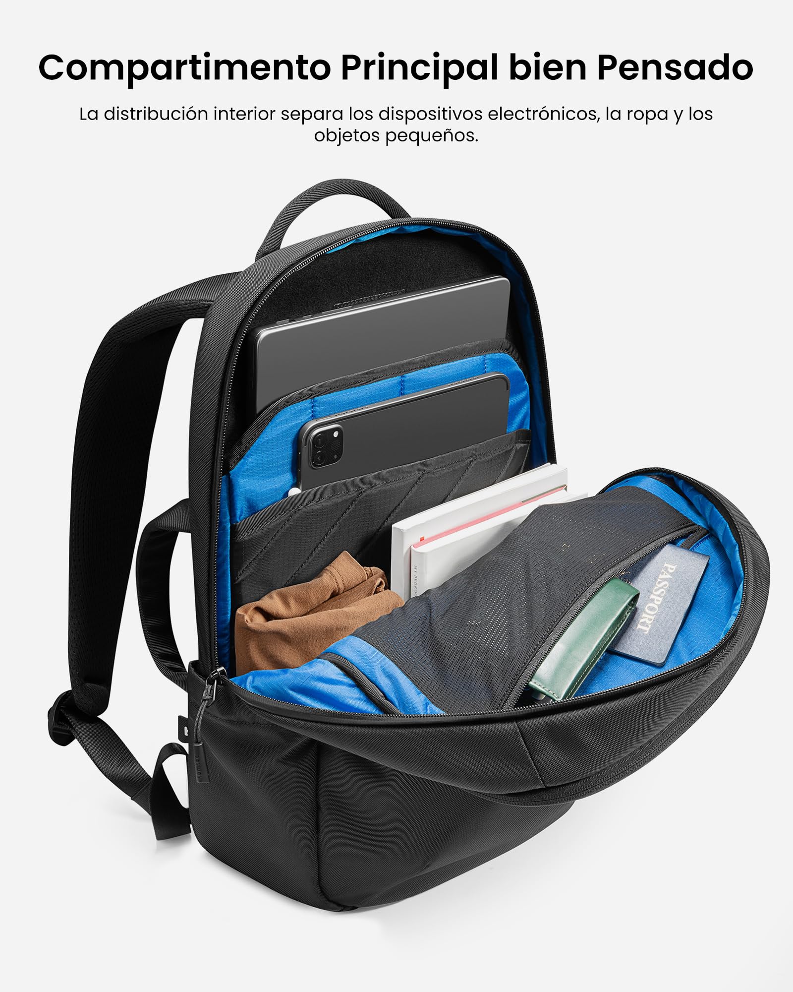 Mochila tomtoc 20L para Portátil 15,6'' Repelente al Agua - Negra