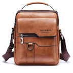 Bolso Bandolera Hombre de Piel Vintage Impermeable para Viaje - Marrón Claro