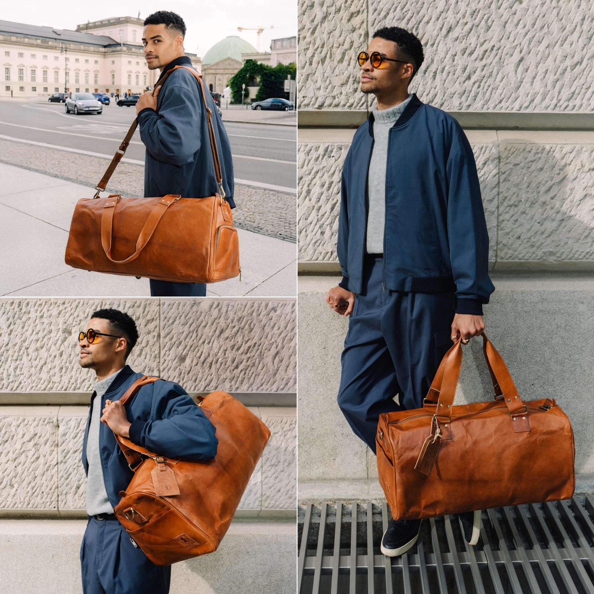 Bolso de Viaje de Cuero Berliner Bags Oslo Weekender Vintage - Marrón
