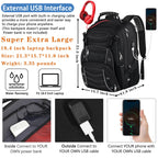 Mochila VECKUSON 60L para Laptop 18.4'' TSA USB RFID Antirrobo - Gris