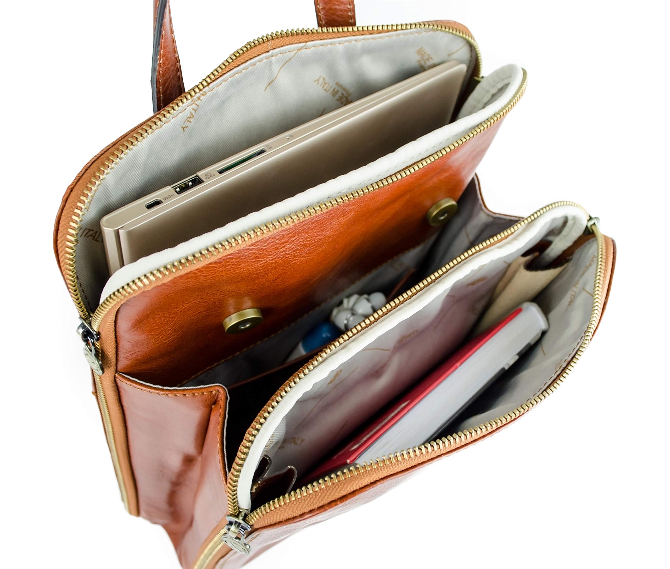 Mochila de Cuero Convertible Time Resistance para Mujer - Naranja