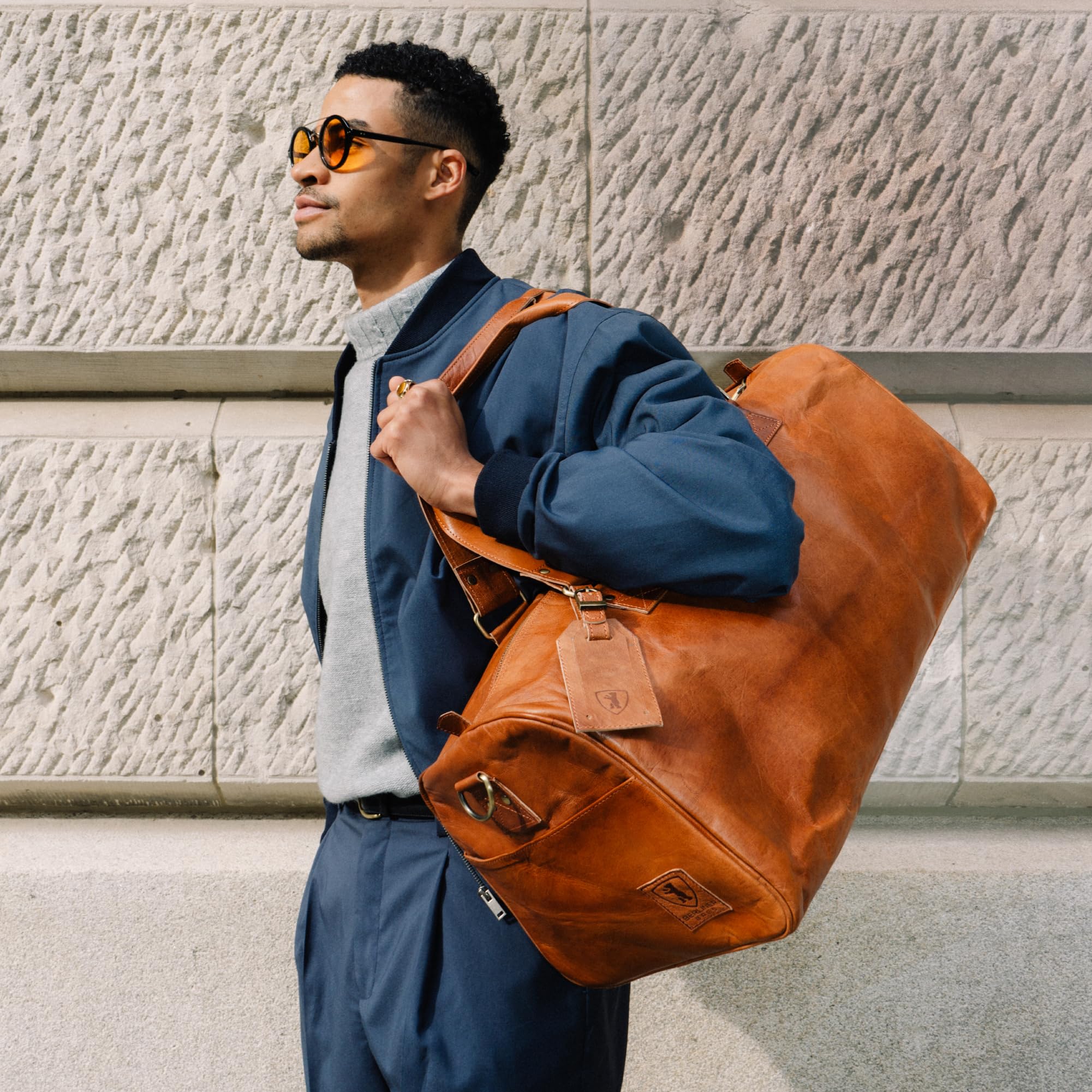 Bolso de Viaje de Cuero Berliner Bags Oslo Weekender Vintage - Marrón