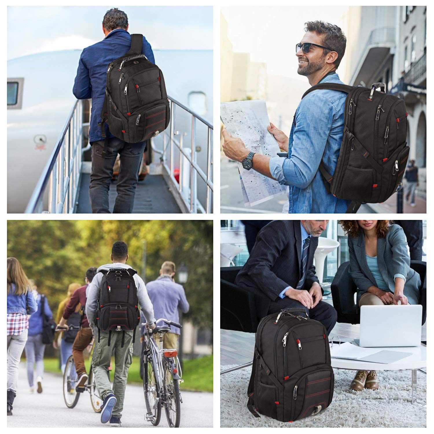 Mochila de Viaje para Laptop 17'' Antirrobo TSA USB Impermeable - Unisex