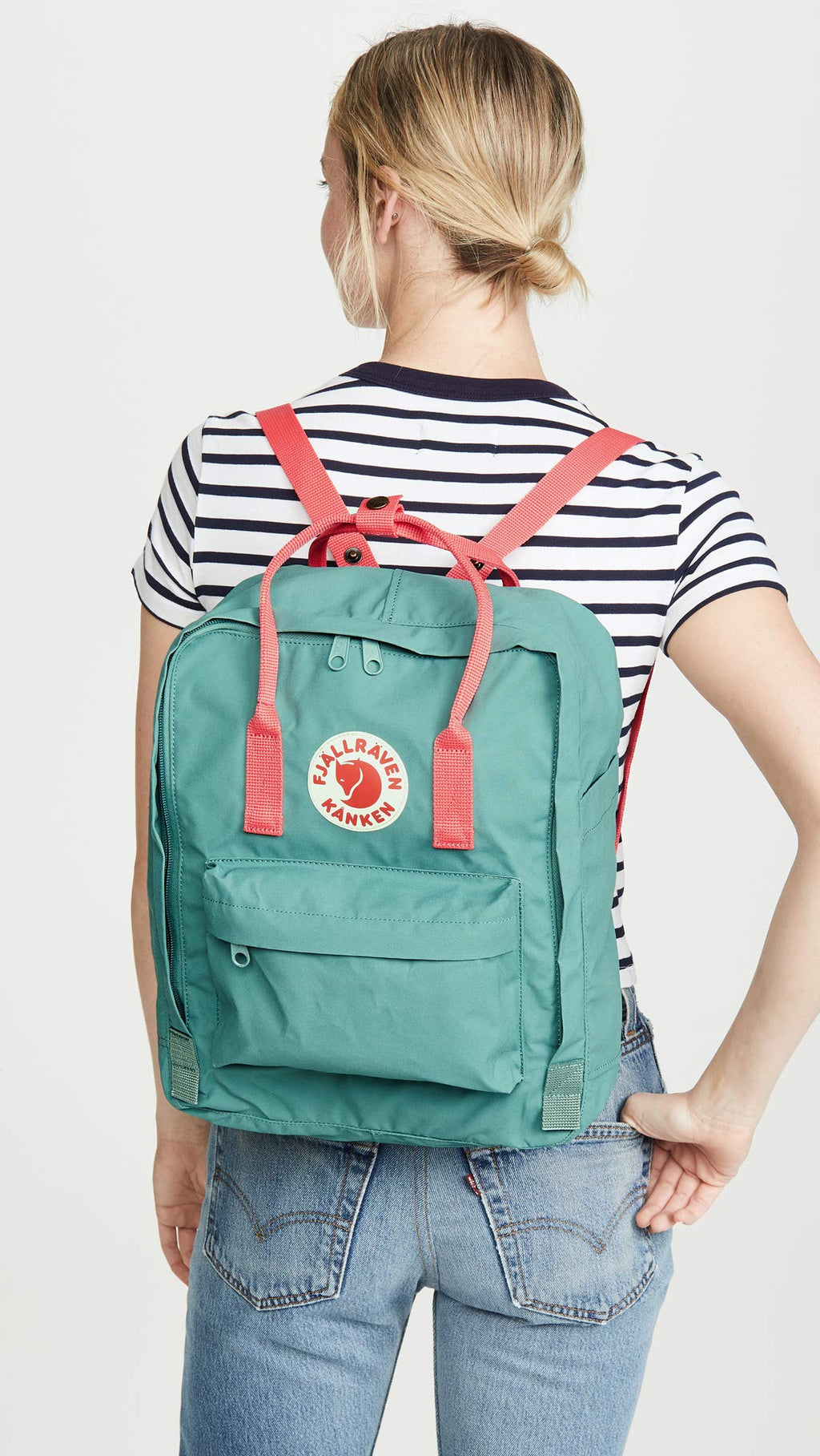 Mochila Fjällräven Kånken Unisex Adulto 38x27x13 cm - Verde Frost/Peach Pink