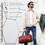 Bolsa de Viaje de Cuero Time Resistance Hecha a Mano - Fin de Semana, Italiana