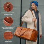 Bolso de Viaje de Cuero Berliner Bags Oslo Weekender Vintage - Marrón