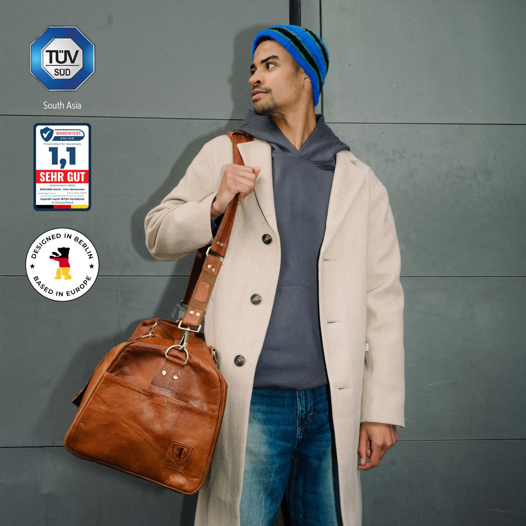 Bolso de Viaje de Cuero Berliner Bags Oslo Weekender Vintage - Marrón