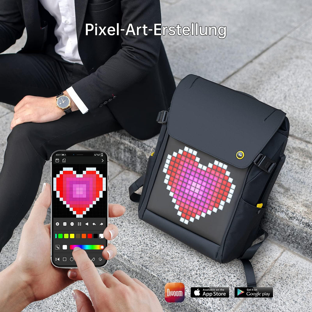 Mochila Divoom Pixoo LED 16x16 para Laptop 15'' Impermeable - Unisex