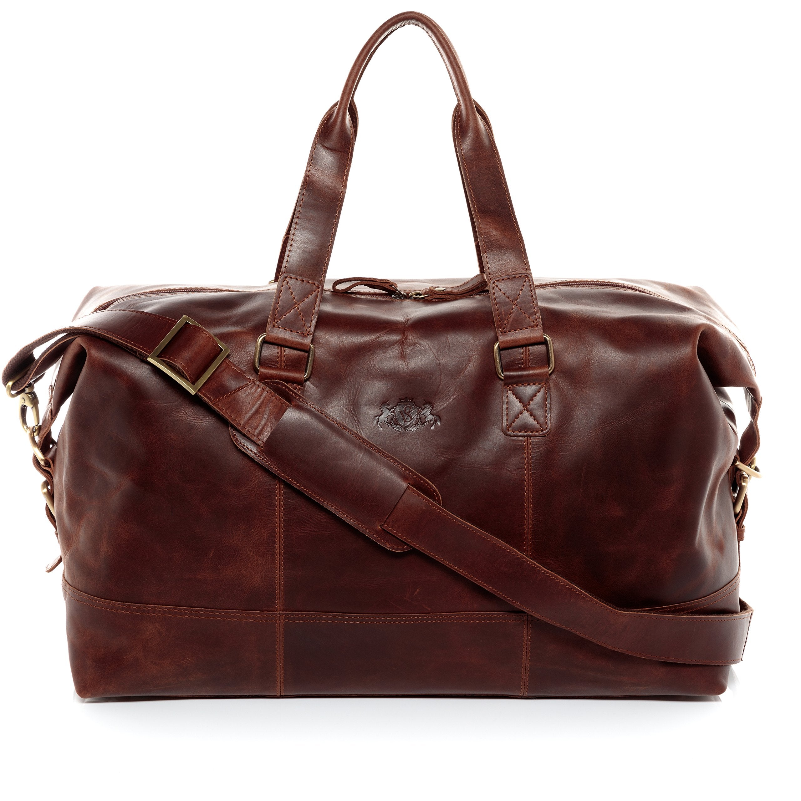 Bolso de Viaje Grande SID & VAIN Weekender de Cuero Hecho a Mano - Marrón