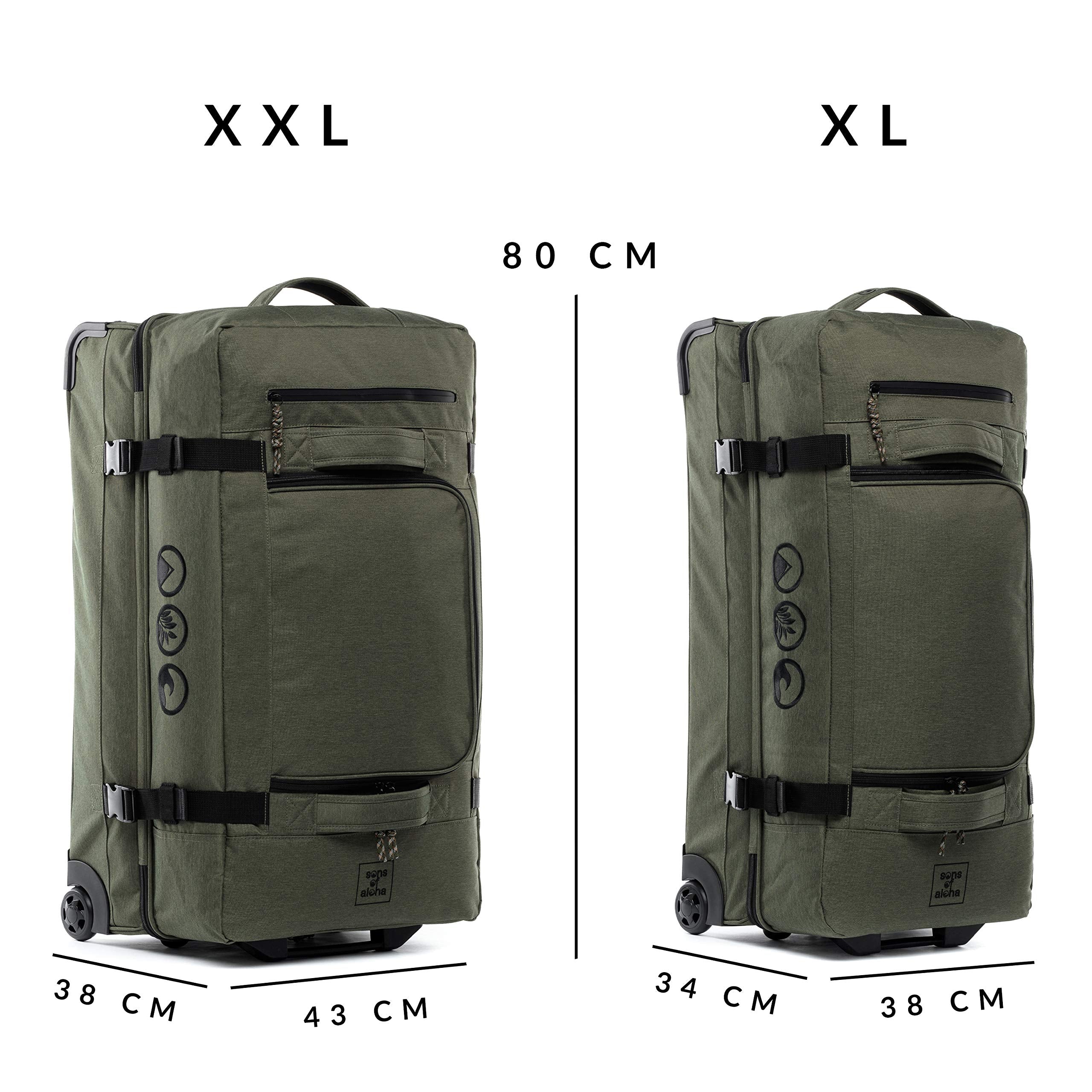 Bolsa de Viaje XXL SONS OF ALOHA con Ruedas 140L Trolley 80 cm - Verde Oliva